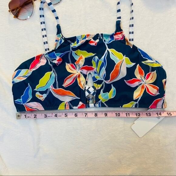 Splendid Tropical Navy High Neck Bikini Top NWT - Picture 7 of 11